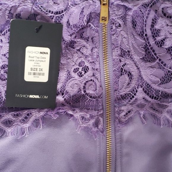 FashionNova NWT (Newwithtag) Lavender Lace Jumpsuit (Plus Size 3X) - Picture 5 of 5